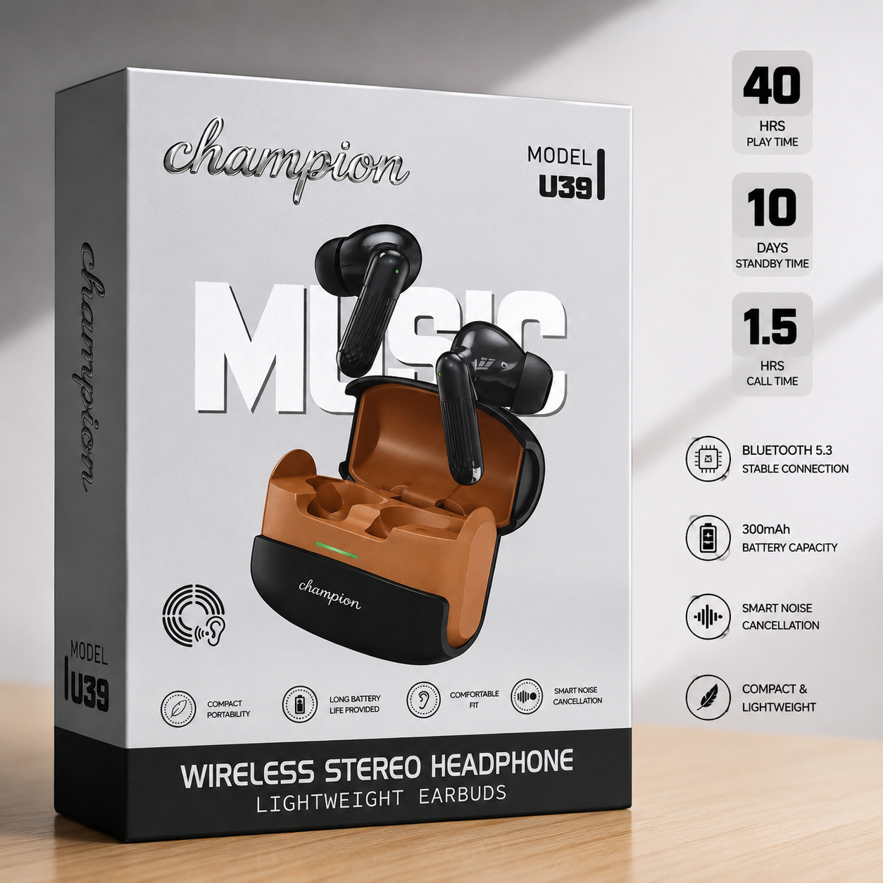 Champion U39 Wireless Stereo Earbuds - Image 3